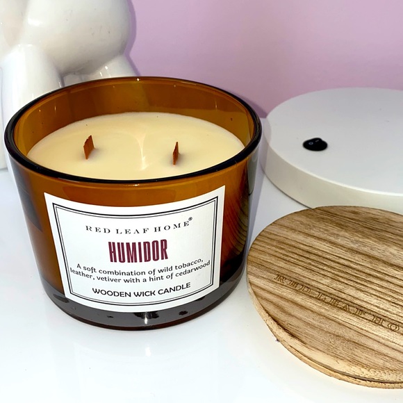 Red leaf home Accents Red Leaf Home Humidor Wooden Wick Candle New